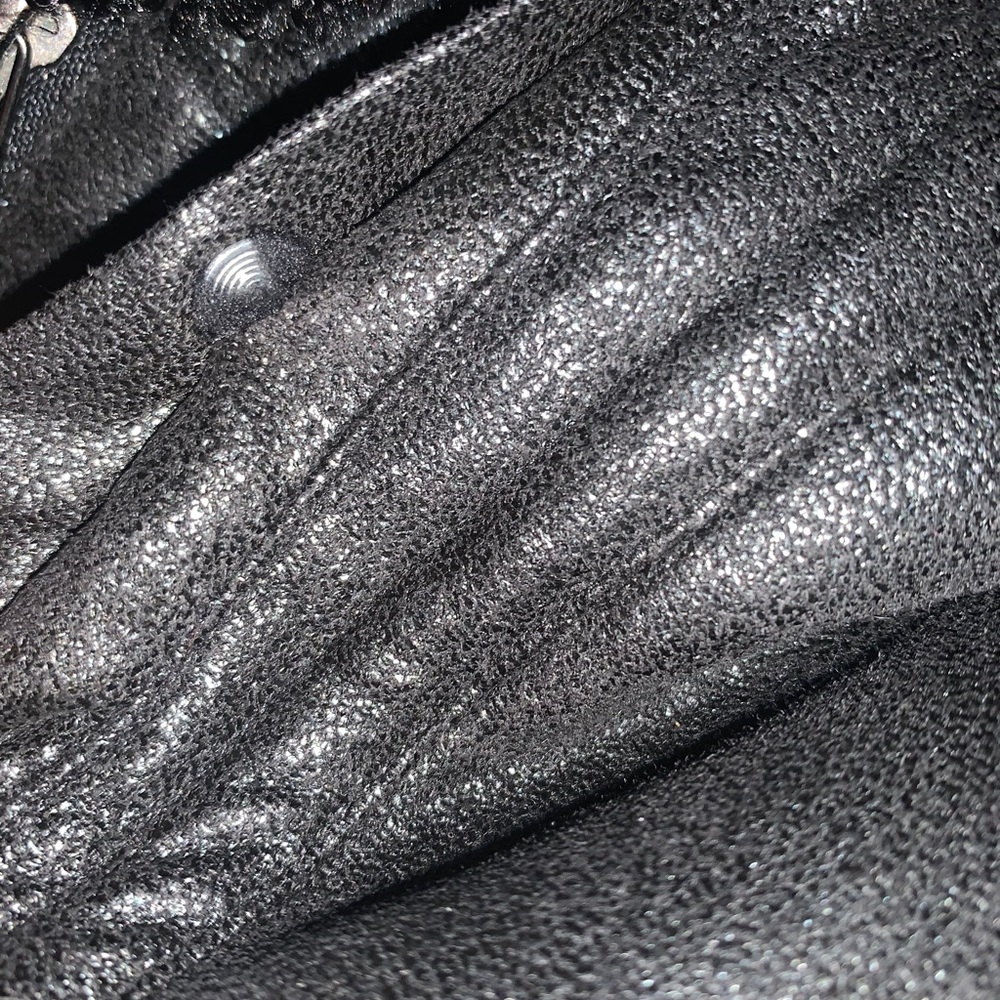 XXI Women’s Black Faux Suede Leather Moto Bomber Jacket w/ Faux Wool trim Size S - Picture 10 of 11
